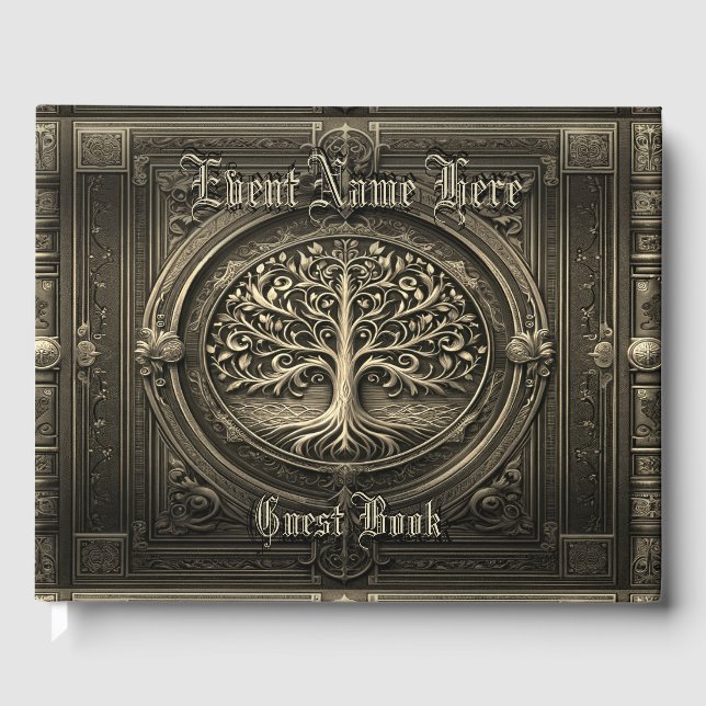 Elegant Gold Vintage Look Guest Book (Front)