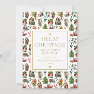 Elegant Gold Vintage Retro Christmas Holiday Card