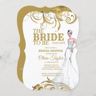 Elegant Gold Vintage Swirls Wedding Bridal Shower Invitation