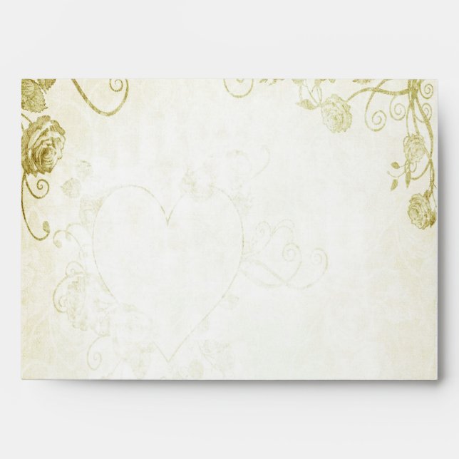 Elegant Gold Vintage Wedding Envelope (Front)
