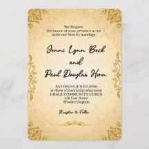 Elegant Gold Vintage Wedding Invitation