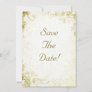 Elegant Gold Vintage Wedding Save The Date Card