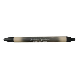 Elegant Gold Watercolor Abstract Script Signature Black Ink Pen