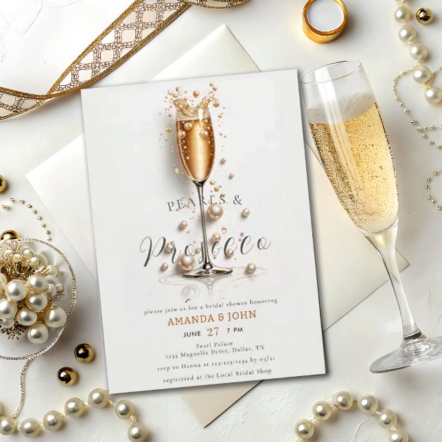 Elegant Gold Watercolor Prosecco Petals Wedding Invitation (Creator Uploaded)