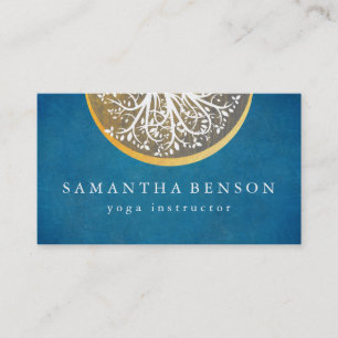 Elegant Gold Watercolor Tree Yoga and Meditation Business Card