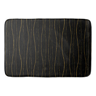 Elegant Gold Wavy Lines Pattern Bath Mat