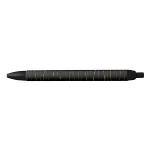 Elegant Gold Wavy Lines Pattern Black Ink Pen