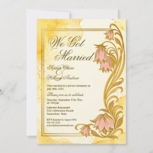 Elegant Gold We Got Married Wedding Reception Invitation