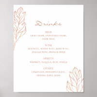 Elegant gold wedding alcohol bar. Botanical drinks