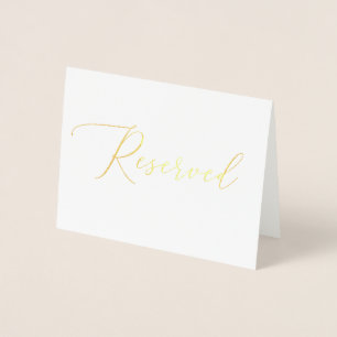 Elegant gold wedding. Classic script reserved sign Foil Card
