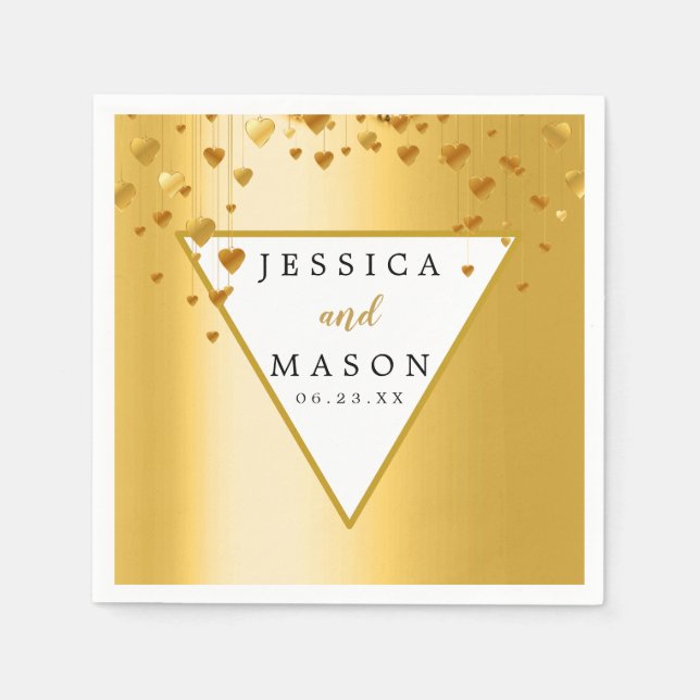 Elegant Gold Wedding Cocktail Napkin (Front)