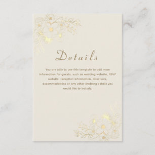 Elegant Gold Wedding Details Enclosure Card