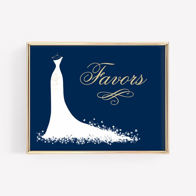 Elegant Gold Wedding Favors Gown Bridal Shower Poster (Creator Uploaded)
