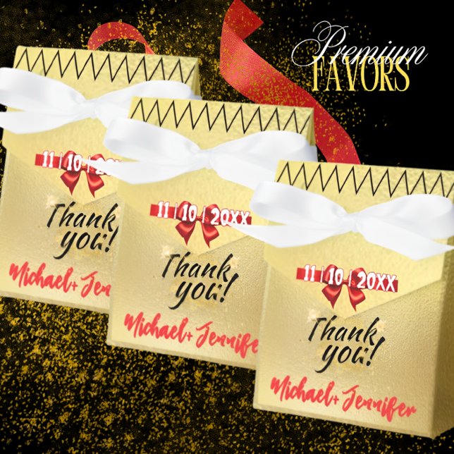 Elegant Gold Wedding Favour Box with Custom Names  (Creator Uploaded)