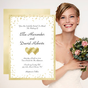 Elegant Gold Wedding Hearts Invitation