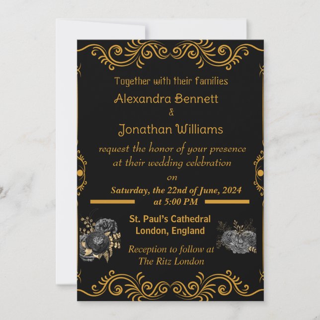 Elegant Gold Wedding Invitation (Front)
