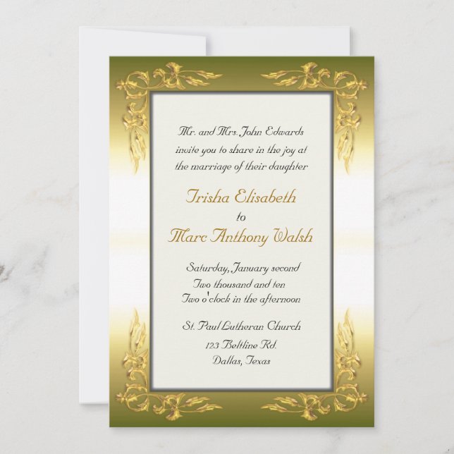 Elegant Gold Wedding Invitation (Front)