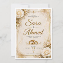 Elegant Gold Wedding Invitation | Classic Floral W