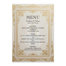 Elegant Gold Wedding Menu Card Luxury Reception