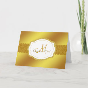 Elegant Gold Wedding Monogram Thank You Card