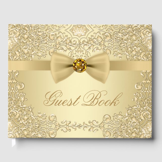 Elegant Gold Wedding Party Event Guest Book (Front)