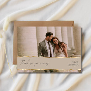 Elegant Gold Wedding Photo Thank You Cards