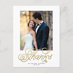 Elegant Gold Wedding Photo Thank You Postcard