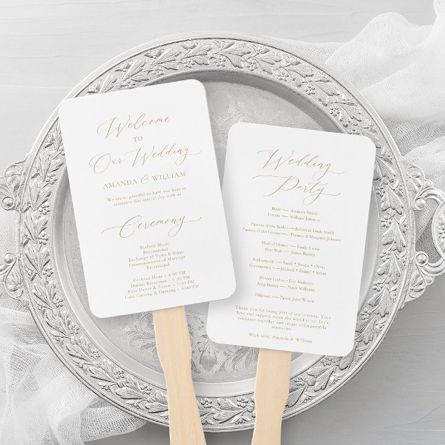 Elegant Gold Wedding Program Fan (Creator Uploaded)