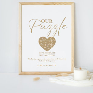 Elegant Gold Wedding Puzzle Guestbook Sign