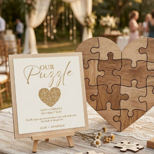 Elegant Gold Wedding Puzzle Guestbook Sign