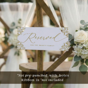 Elegant Gold Wedding Reserved Chair or Row Sign
