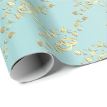 Elegant Gold Wedding Rings on  Light Blue Wrapping Paper<br><div class="desc">Elegant Gold And Light Blue Wedding Gift Wrap. Also great for anniversaries. ⭐This Product is 100% Customisable. Graphics and / or text can be added, deleted, moved, resized, changed around, rotated, etc... 99% of my designs in my store are done in layers. This makes it easy for you to resize...</div>