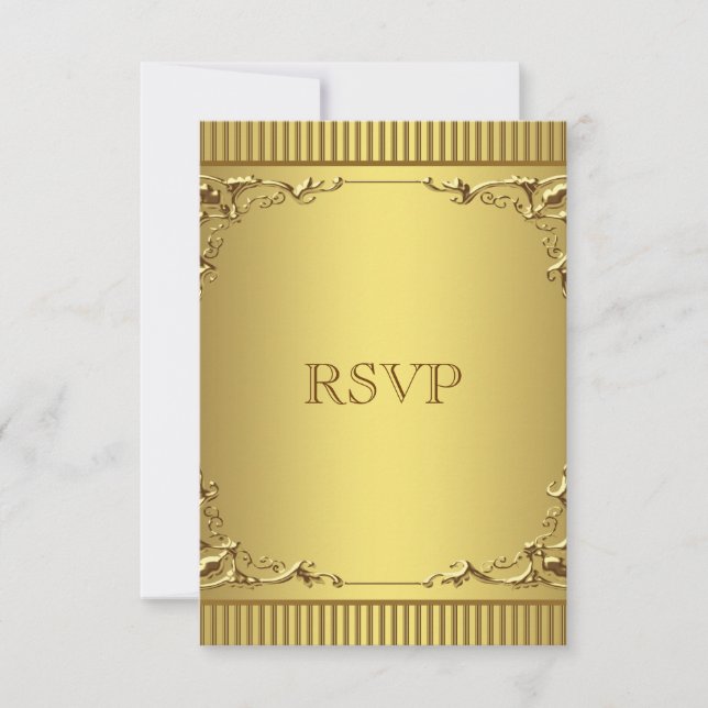 Elegant Gold Wedding RSVP Card (Front)
