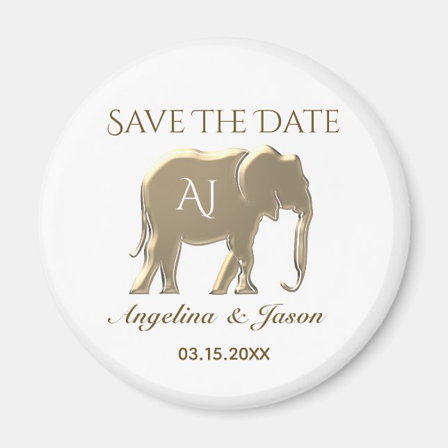 Elegant Gold Wedding Save The Date Magnet (Front)
