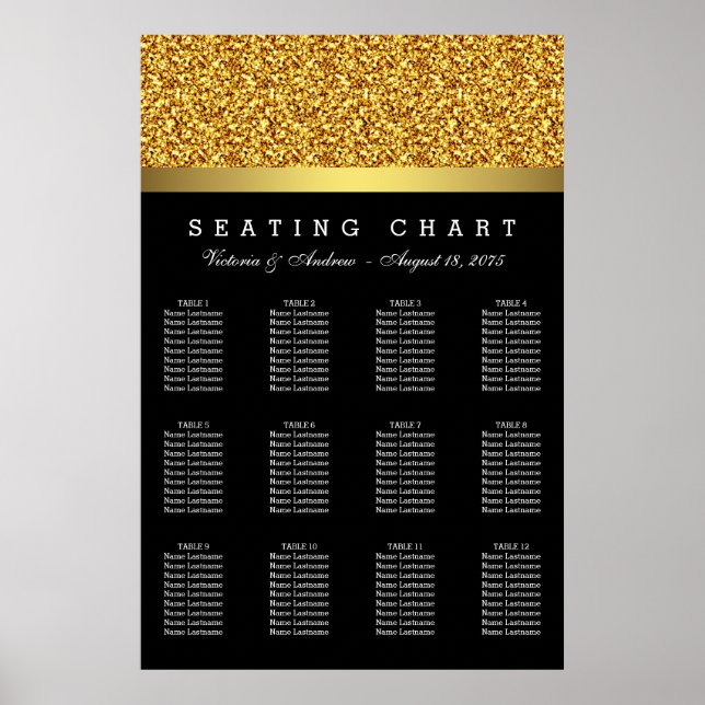 Elegant Gold Wedding Seating Chart (Front)