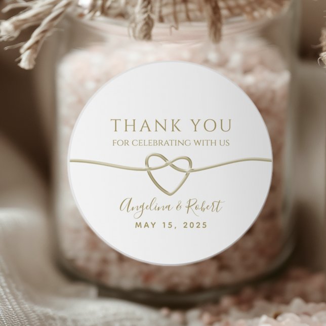 Elegant Gold Wedding Thank You Favour Classic Round Sticker (Creator Uploaded)