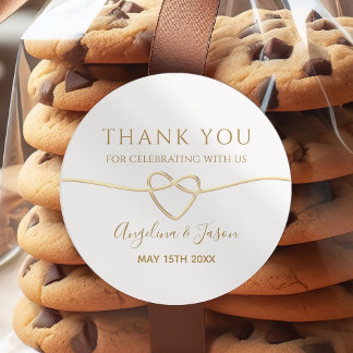 Elegant Gold Wedding Thank You Sticker