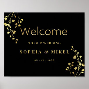 Elegant Gold Welcome &Foliage Wedding Welcome Sign