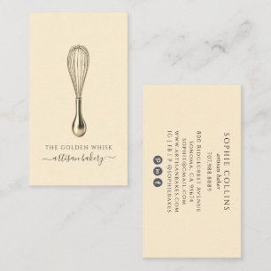 Elegant Gold Whisk Baker Bakery Chef Caterer Business Card