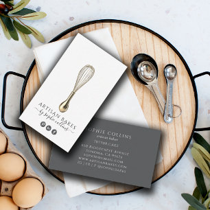 Elegant Gold Whisk Baker Bakery Pastry Chef Business Card