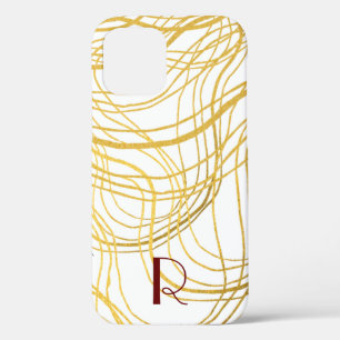 Elegant Gold White and Black Text iPhone 12 Case