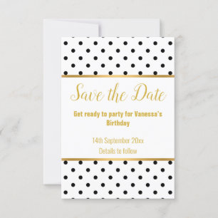 ELEGANT GOLD WHITE BLACK SPOT RESPONSE RSVP CARD
