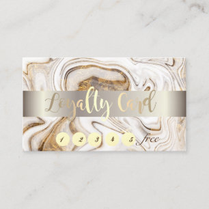 Elegant ,Gold,White Brown Marble Stone  Loyalty Card