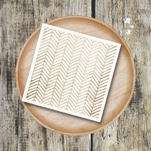 Elegant Gold & White Chevron Bridal Wedding Napkin