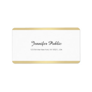 Elegant Gold White Chic Handwritten Script Simple Label
