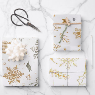 Elegant Gold & White Christmas 19"x29" Wrapping Paper Sheet