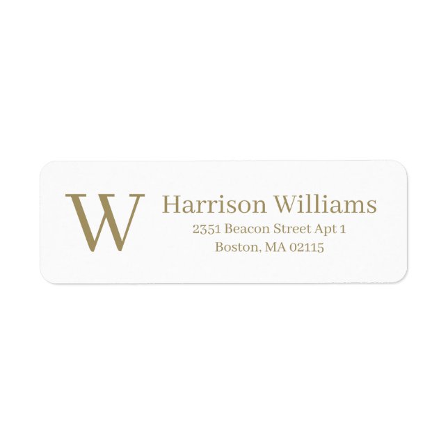Elegant gold white custom Monogram Return Address (Front)