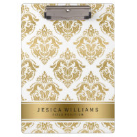 Elegant Gold & White Damasks Geometric Pattern