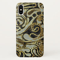 Elegant Gold & White Diamonds Abstract Swirls