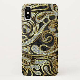 Elegant Gold & White Diamonds Abstract Swirls Case-Mate iPhone Case
